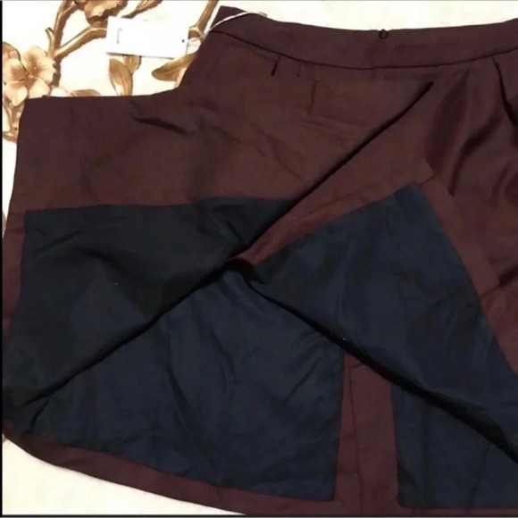 NWT Faconnable Egg Plant Pleated Faux Wrap Skirt - Picture 7 of 10